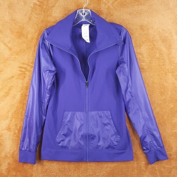 UNDER ARMOUR Womens Track Jacket Small Purple Zip Up Nylon Contrast Stretch Knit - Picture 2 of 9